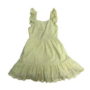 Cat & Jack Yellow Ruffled Dress With Eyelet Hem & Sleeves Sz S (6/7)